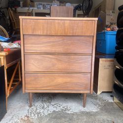 Vintage MCM Walnut Tallboy Dresser