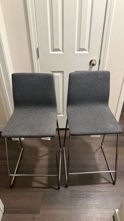 Set of 2 Gray Fabric Counter Stools