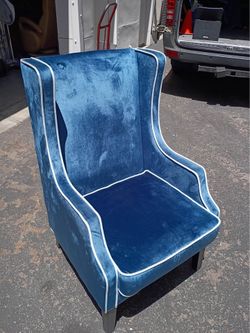 Beautiful vibrant blue velvet/velour high back reading chair-statement piece
