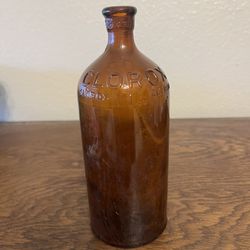 Vintage Brown Glass Clorox Bottle 