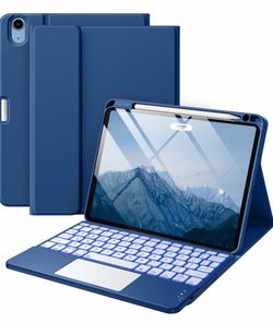 iPad Air 11” Keyboard Case with Touchpad – Backlit Keys | Detachable Bluetooth Keyboard (Navy Blue)
