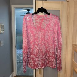 Pink Semi Sheer Long Sleeve Shirt