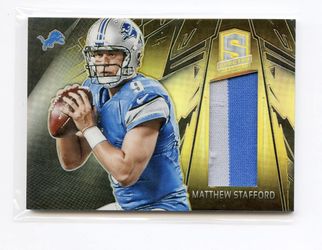 2013 Spectra Matthew Stafford #57 Neon Black GOLD Light Patch 2/10 Detroit Lions