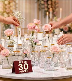 Vintage Gold Rim Bud Vases