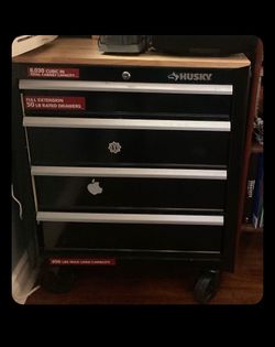 Husky Rolling Tool Cabinet with Wood Top