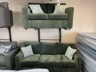 GREEN SOFA LOVESEAT SET SALE