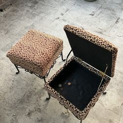 leopard print storage ottoman