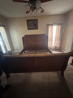 King size sleigh bed and dresser