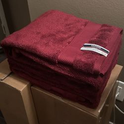 Deep Red Luxury Bath Towels Brand New 