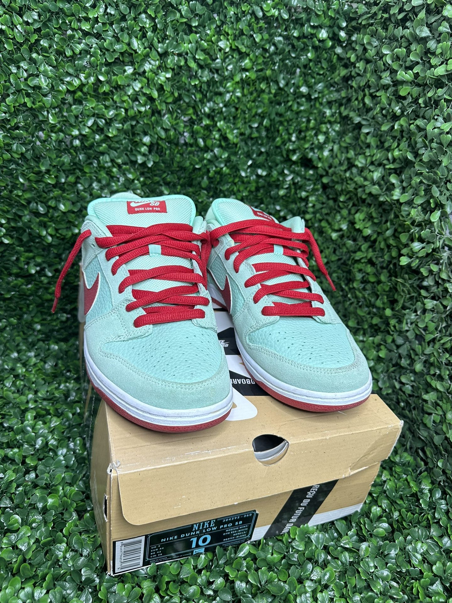 Nike SB Dunk Low Medium Mint Gym Red Size 10