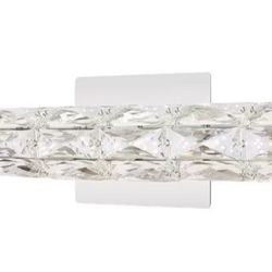 Keighley 18 in. Integrated LED Chrome Bathroom Vanity Light Fixture with Crystal Shade