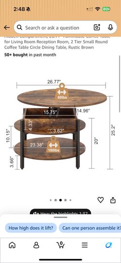 Round coffee table with storage