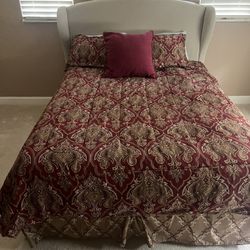 Queen Bed Headboard, Mattress And Frame 
