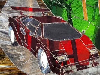 Lamborghini  Stained Glass Hanging Art