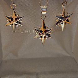 Sterling Silver Necklace & Earrings Set, New