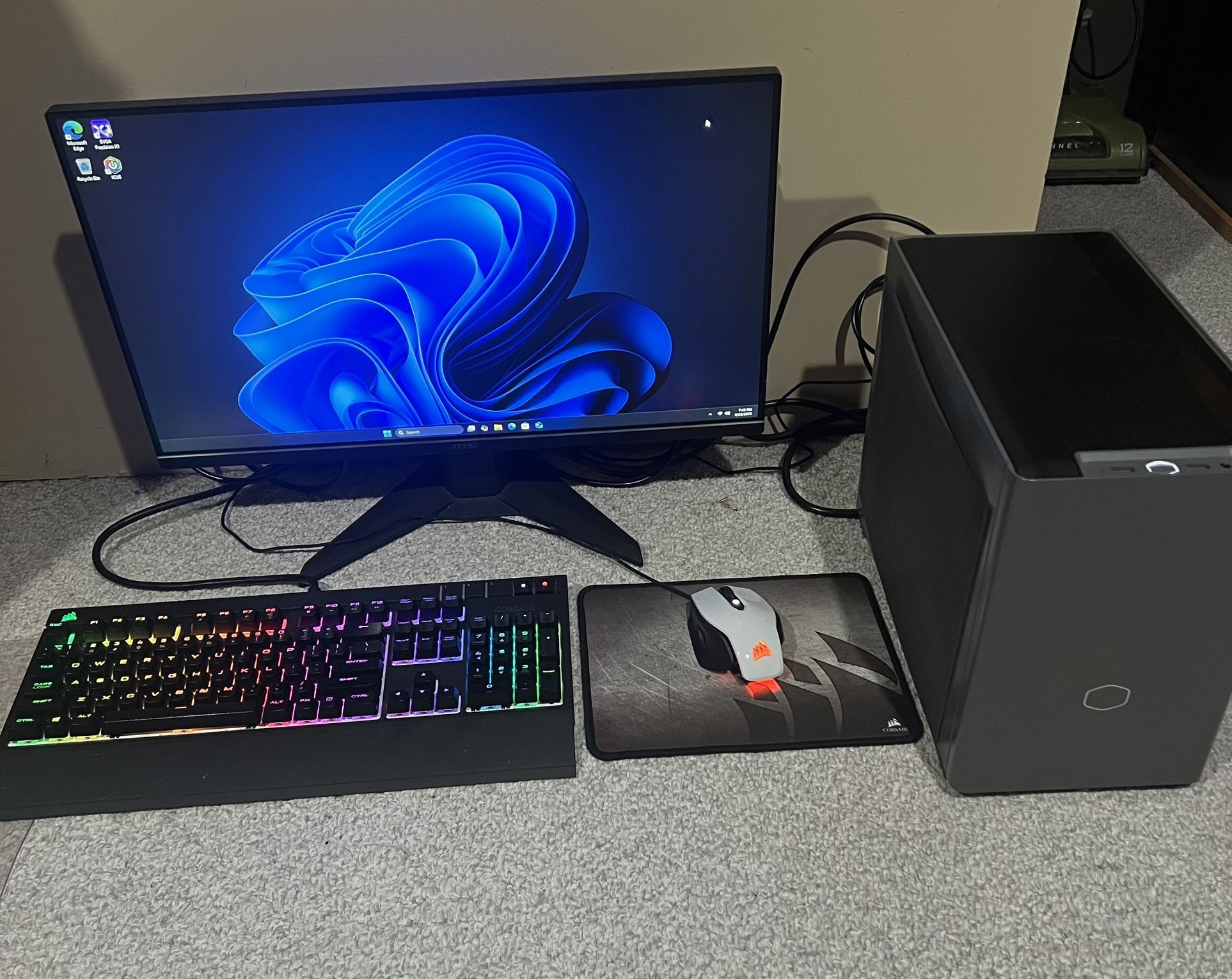 Custom SFF Gaming PC Setup, i9-13900K, RTX 3070 Ti, 32GB, 1TB, 280MM AIO, 850W, 24.5” 1080P 180Hz, Gaming Gear