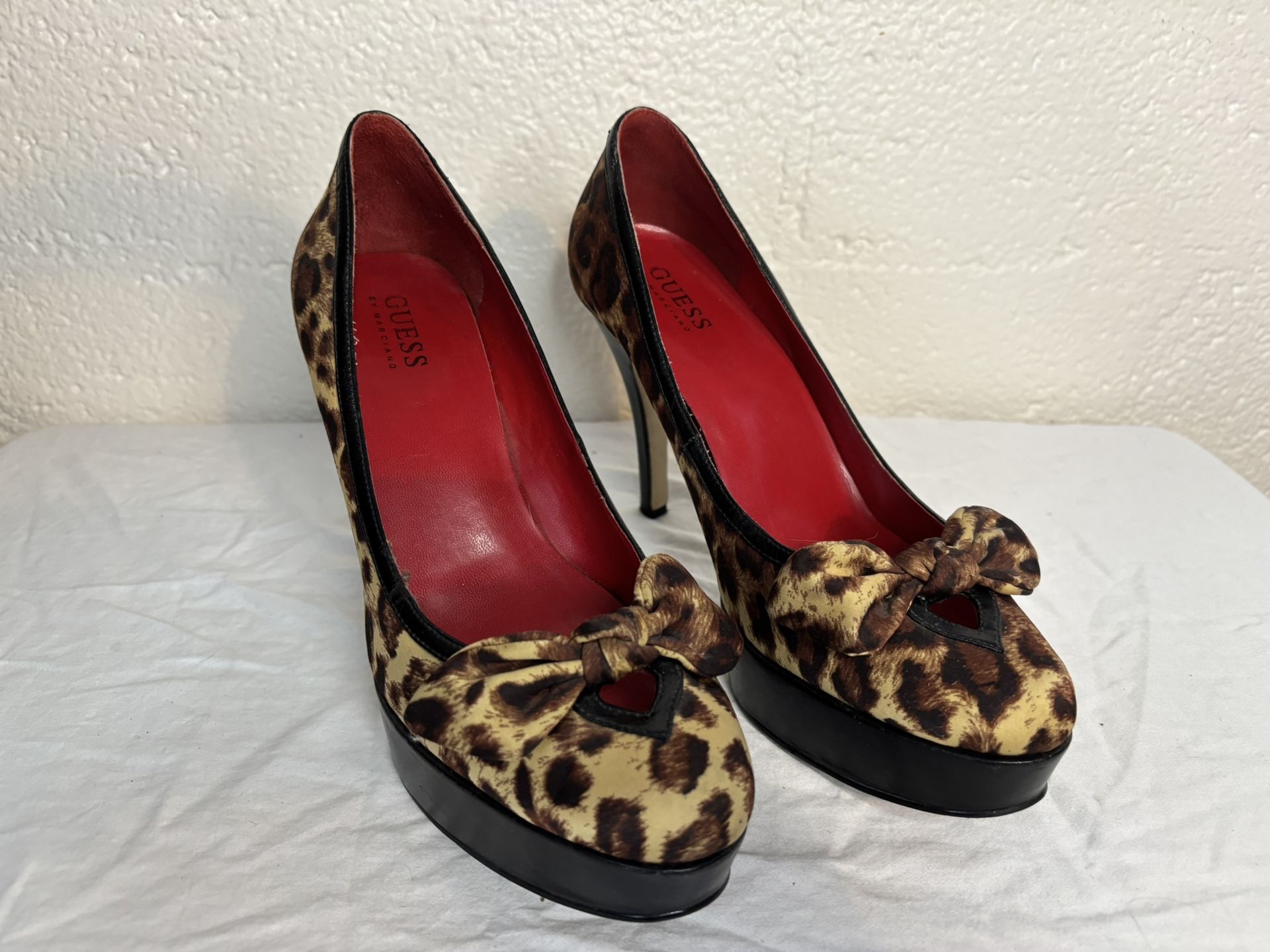 Guess Leopard Print Peep Toe High Heel