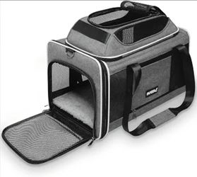 Cat Carrier Top-Expandable 18x11x11, United Delta American Airline Approved Dog Carrier, Soft-Sided Pet Carry Bag Under-Seat in Cabin, Puppy Airplane 