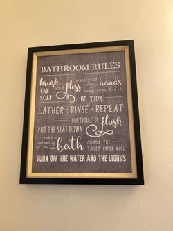 Bathroom Rules Framed Wall Art Sign