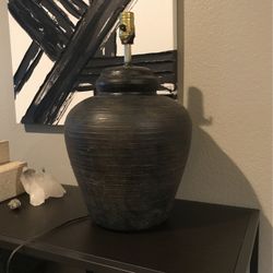 Vintage Black Distressed Terracotta Round Table Lamp