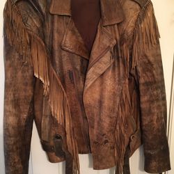 Vintage Leather Fringes Jacket
