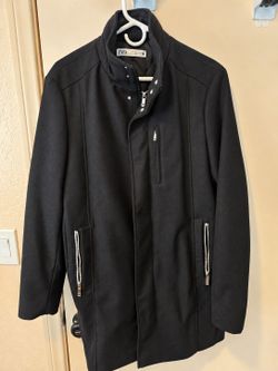 Zara Men's Black Stand Collar Coat