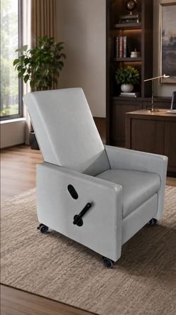 Light Gray Reclining Medical / Office Chair on Wheels