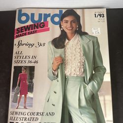 Vintage Burda Sewing Made Easy Magazine 1/1993 Spring Retro Patterns Uncut Sheet