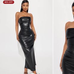 Leather Strapless Dress 