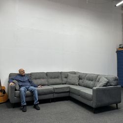 Mid-century modern Ashley Charcoal Gray 3-piece Sectional Couch. 108"x 88". We Deliver & set up