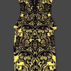 Lipsy Special Collection Yellow&Black Bandeau Peplum Dress 