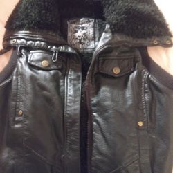 Women's Leather and Fleece Vest Jacket