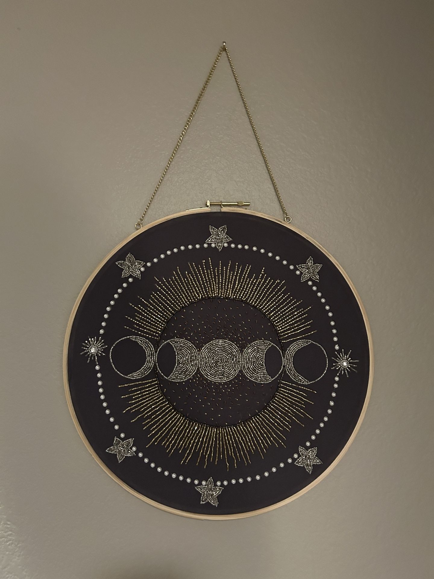 beaded moon phases wall decor