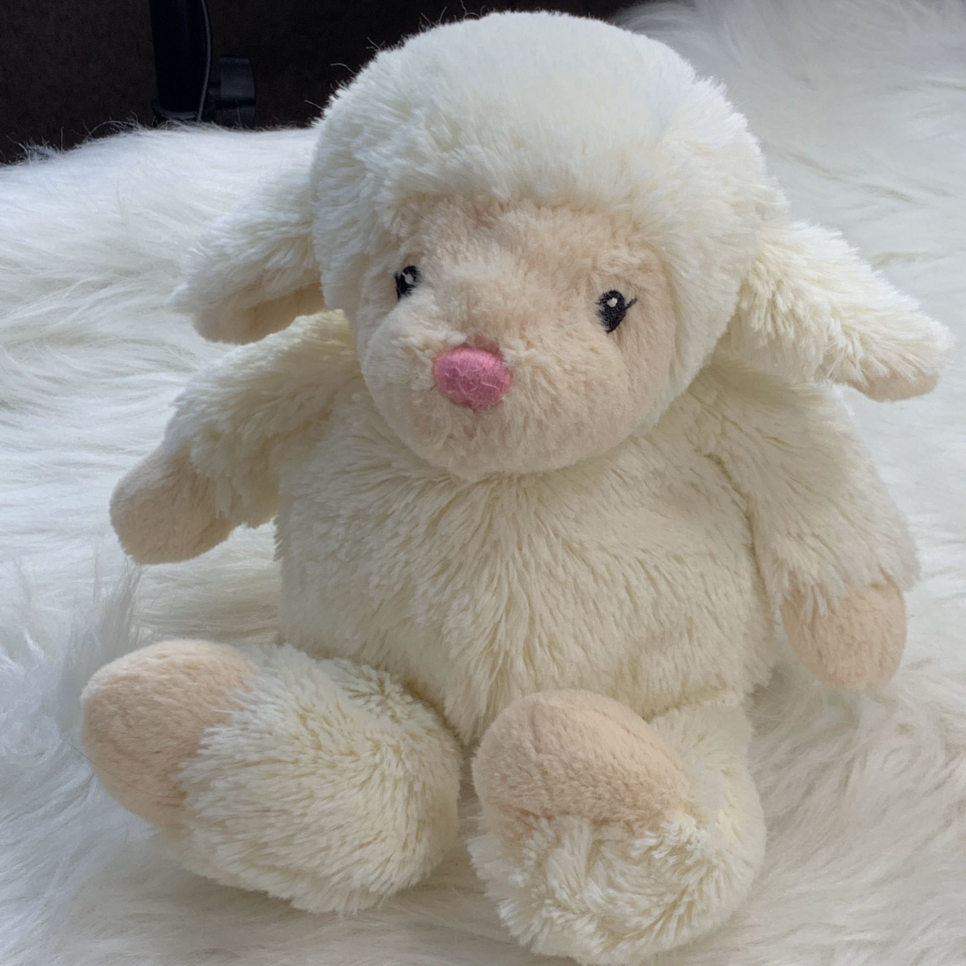 Macy’s Plush Lamb Lovey Sewn Eyes Nose Beanbag Stuffed Baby Toy 12”