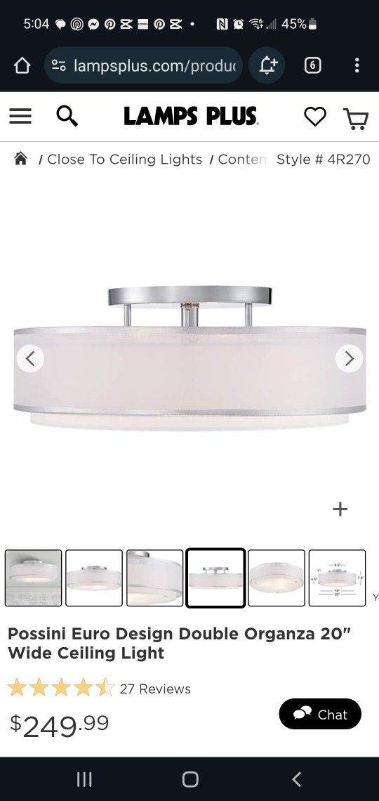 Possini Euro Design Double Organza 16 Wide Ceiling Light