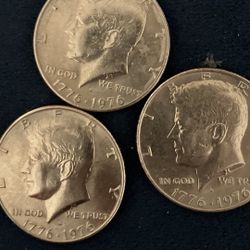 Lot Of 3 Bicentennial Kennedy Halves 