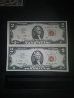 Series 1963 And 1963 A Federal Reserve $2 Red seal Notes