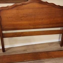 Full Size Solid Cherry Wood Full Bed Frame And Matching Mirror