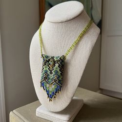 Ornate Beaded Bag Necklace ( firm on price )