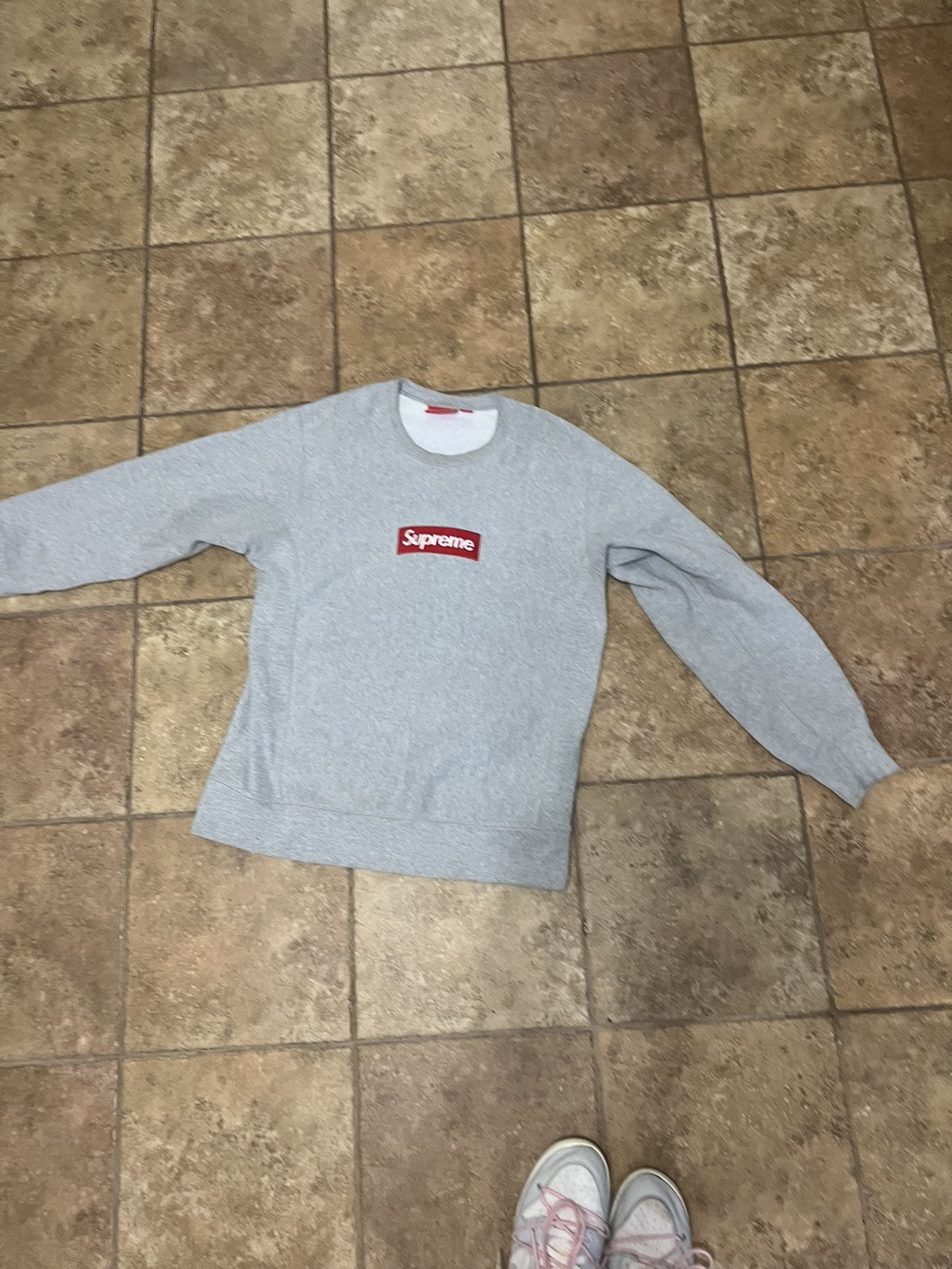 Supreme Grey Box Logo Crew Neck (fw15)