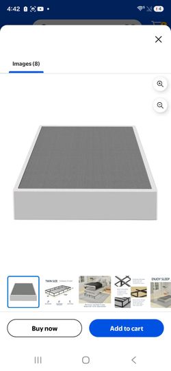 Box Spring Twin Size Bed Base, Heavy Duty Metal Twin Mattress Foundation with Fabric Cover, Noise-Free, Easy Assembly