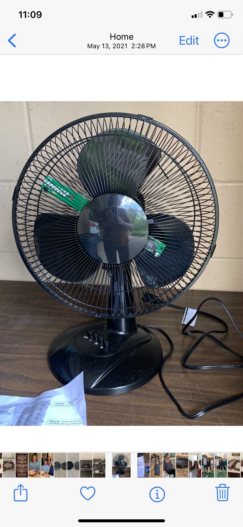 Oscillating Fan with Neon Message
