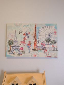 Large Girls Paris Canvas Wall Art Picture 24"x36"
