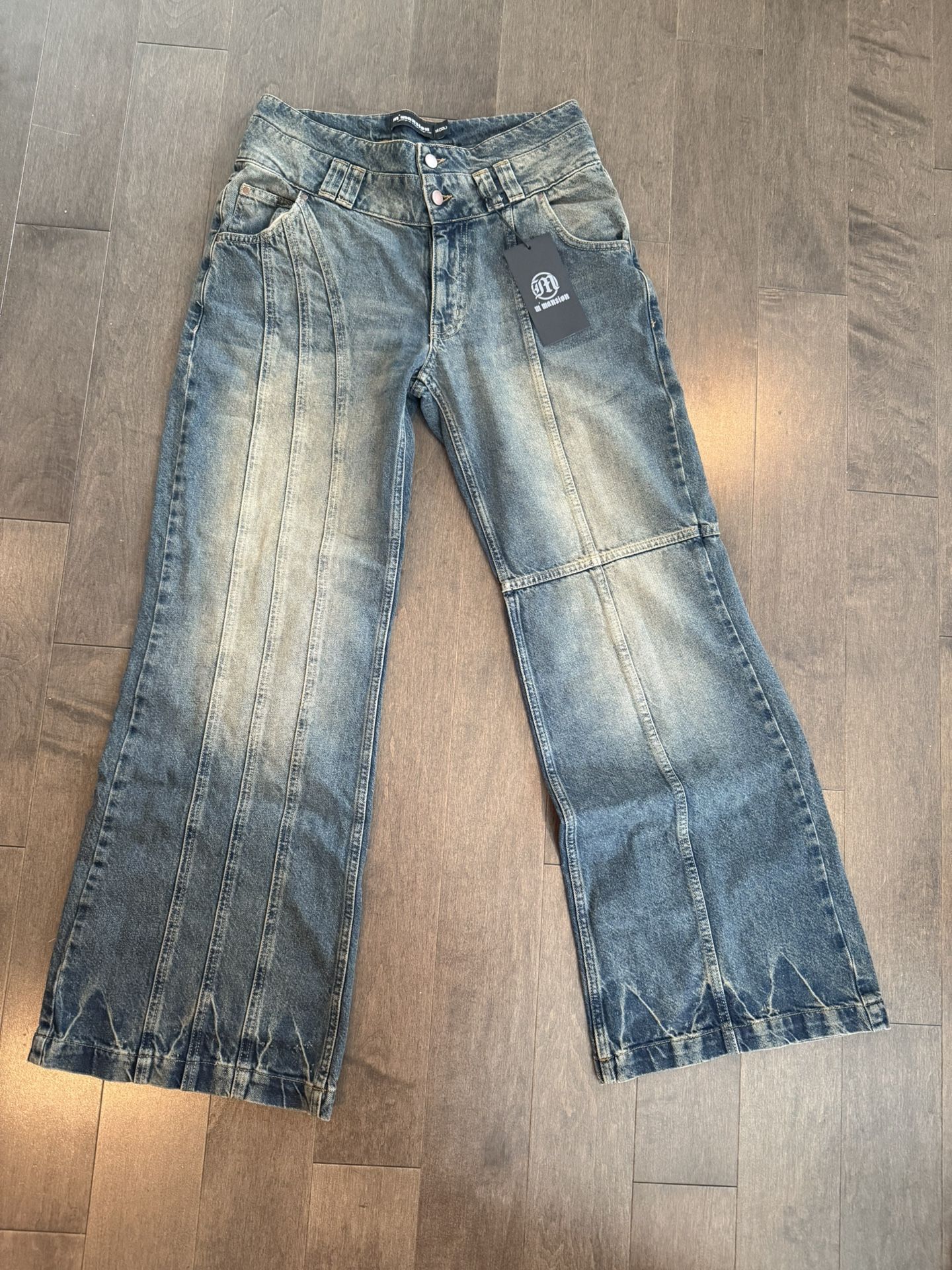 Men jeans - Moonlight Mansion - CONSTRUCTION DENIM - YELLOW BLUE - Size M (32L) -BRAND NE