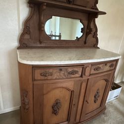Antique Wooden Dresser with Mirror