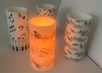 4 Pcs Music Notes And Clef Candles LED