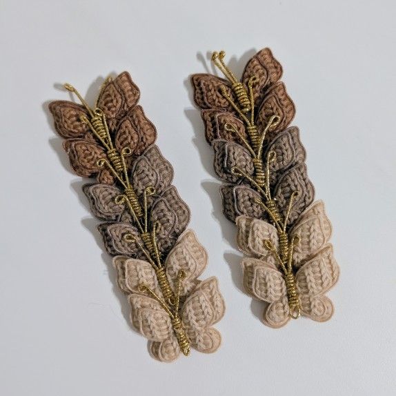 Girls Hair Accessories, Brown and Tan Butterfly Hair Clips, 6 Pairs