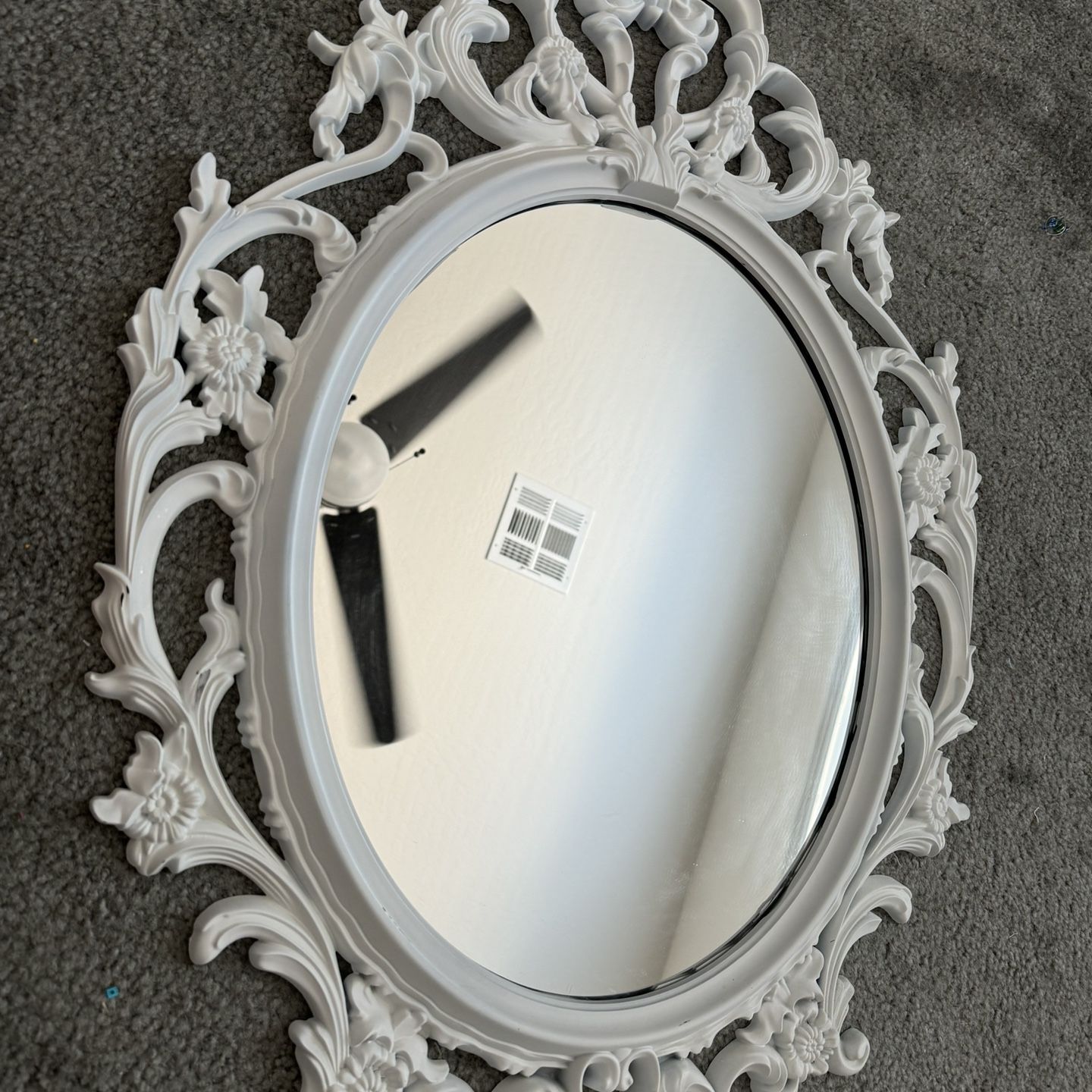 IKEA Ung Drill Mirror with Off White Ornate Large Oval Frame 33