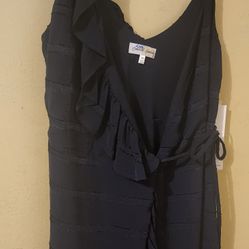 Navy Blue Mini Wrap Tie Dress