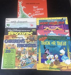 Lot Of 9 Children’s Vinyl Record Albums - Disney/ Disneyland And Dr Seuss